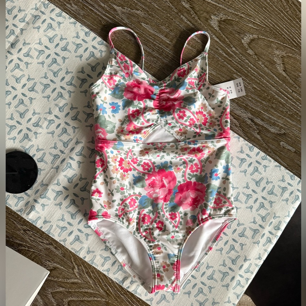 Abercrombie Kids Floral One Piece Swimsuit - Pink and Blue